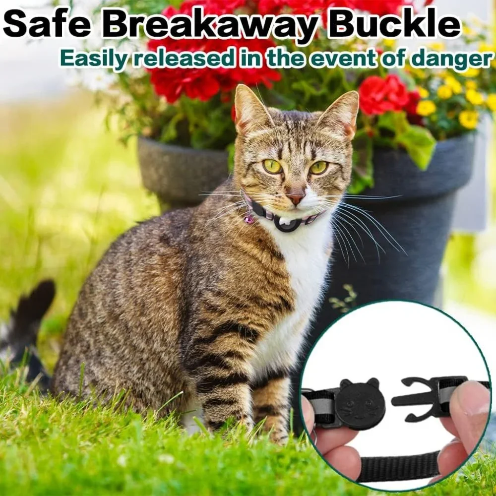 Airtag Cat Collar Breakaway, Reflective Kitten Collar with Apple Air Tag Holder